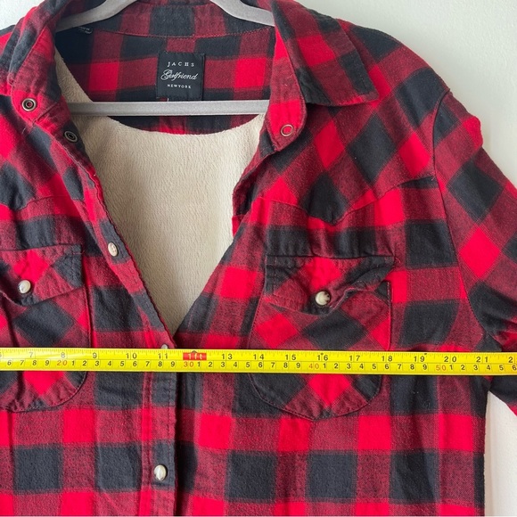 JACHS Girlfriend Sherpa Lined Buffalo Plaid Flannel Shirt Jacket Size Large - Picture 8 of 12